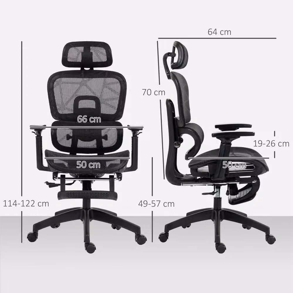 KORVIXA Black Fabric Executive Office Chair with Headrest and Armrests – 2