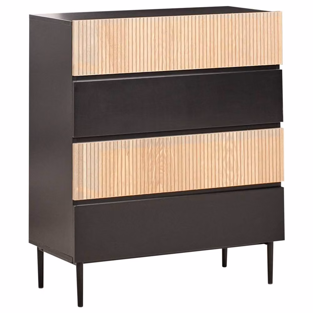 Wyld and Coco Black Ribbed Front 4-Drawer Chest of Drawers – 2