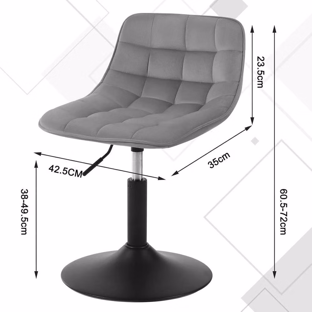 SPETLEK Height Adjustable Dressing Table Chair in Light Grey Velvet – 2