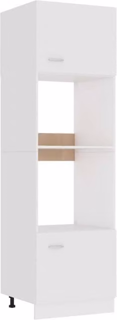 Berkfield Home White Microwave Cabinet with Internal Shelves and Open Shelf, W/D/H: 60 x 57 x 207 cm