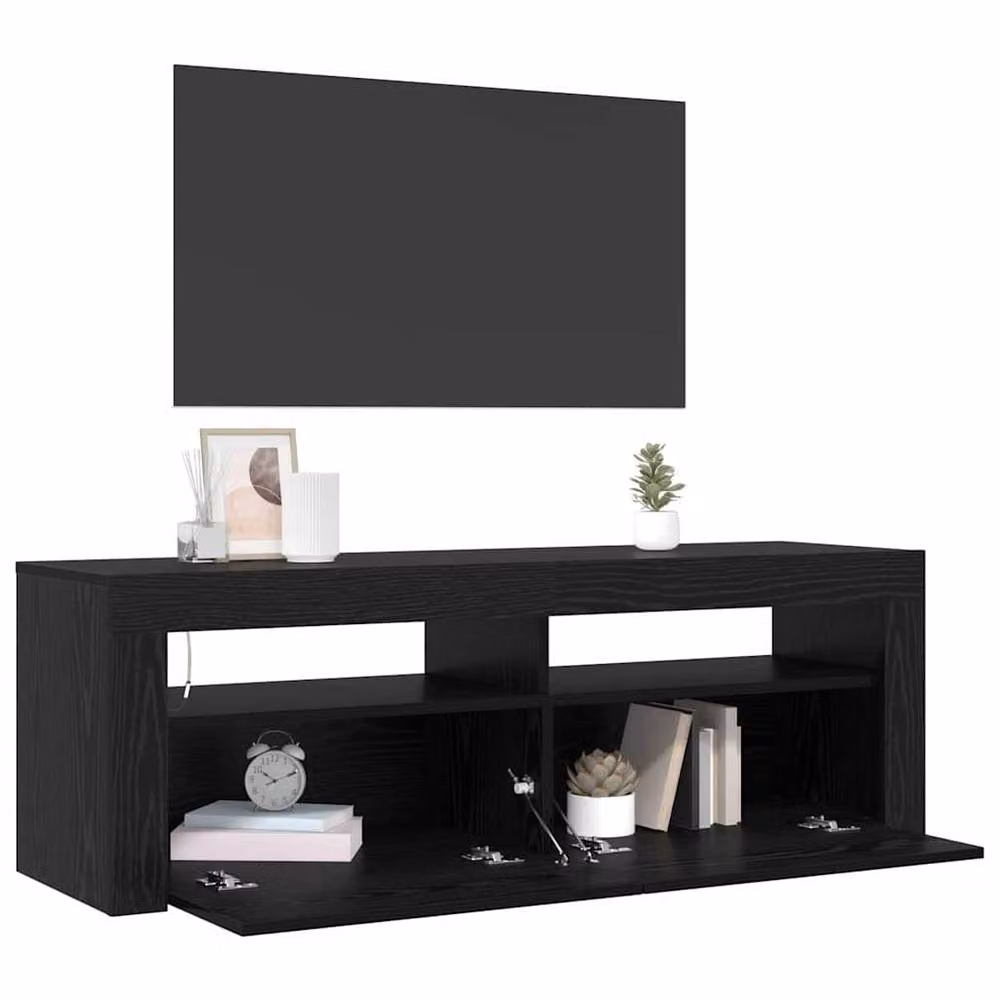 Berkfield Home Modern TV Cabinet with LED in Black Oak, W/D/H: 120 x 35 x 40 cm – 3