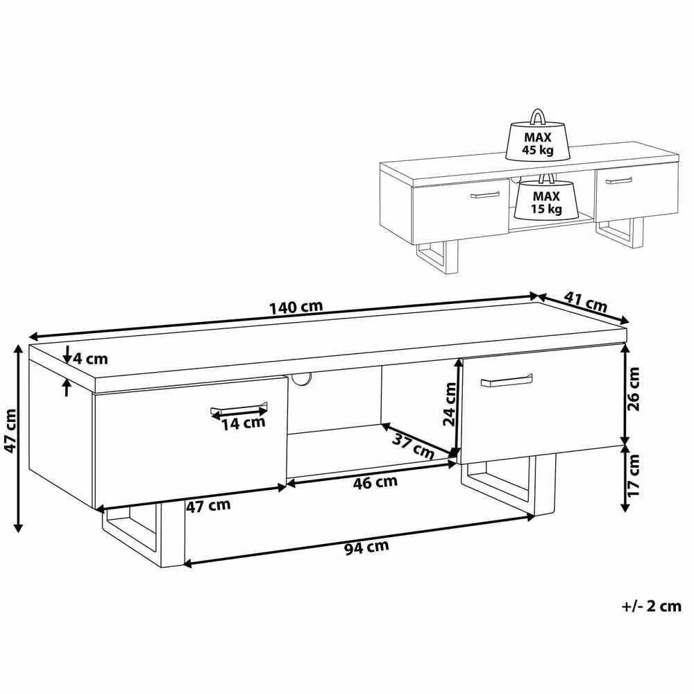 Wyld and Coco Industrial TV Unit in Dark Brown with Grey Metal Base – 3