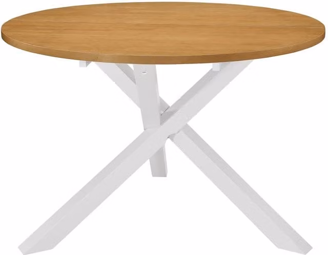 Berkfield Home Round White Dining Table with Rubberwood Legs, W: 120 cm, D: 75 cm