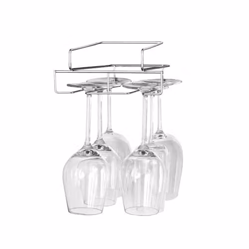 Innoteck Silver Metal Under Cabinet Wine Glass Holder and Hanging Kitchen Cupboard Organiser – 1