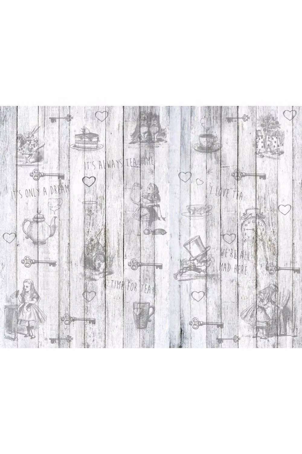 Origin Murals Vintage Wood Wall Mural in Grey and White, W: 350 cm, H: 280 cm – 2