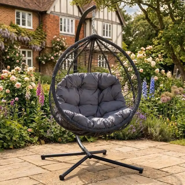 Rosewood & Stone Home Dunham Single Egg Chair in Dark Grey and Grey