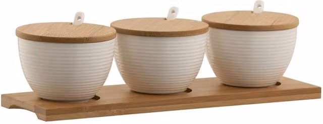 Belleek Pottery Ripple Three Serving Bowls and Tray Set in White – 3