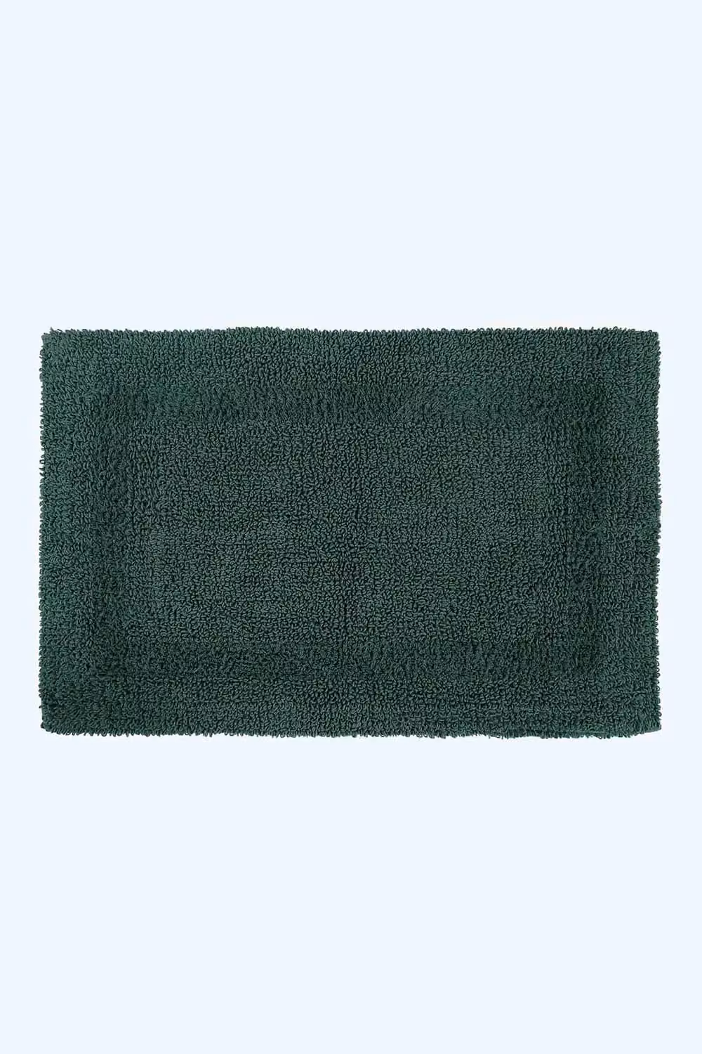 Homescapes Luxury 2 Piece Reversible Cotton Bath Mat and Pedestal Mat Set in Forest Green – 2