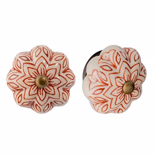 Nicola Spring Red Ceramic Cabinet Knobs, Pack of 24