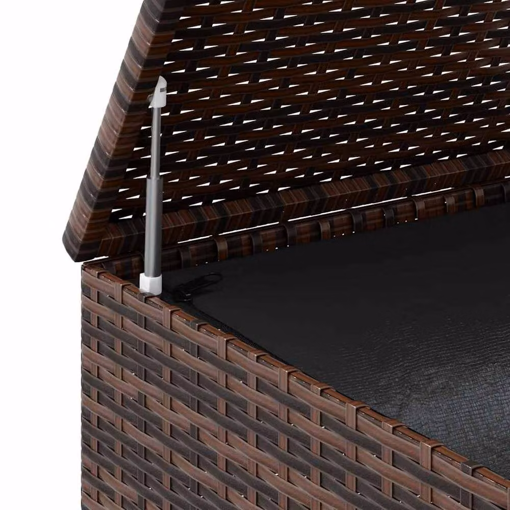 Berkfield Home Durable PE Rattan Garden Cushion Box with Metal Frame, Brown, W: 100 cm, D: 49 cm, H: 103.5 cm – 5