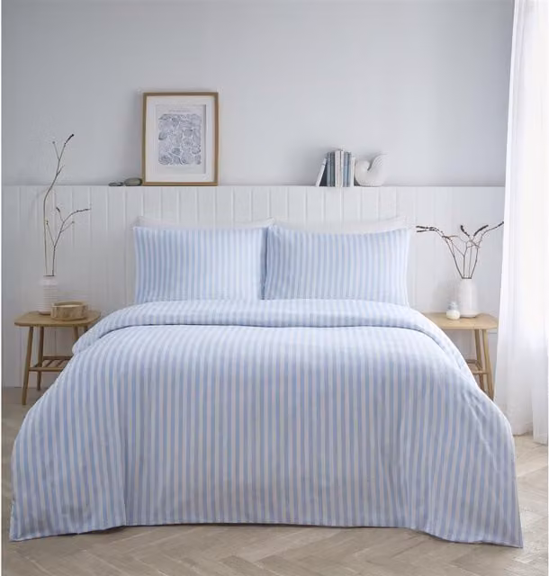 Portfolio Home Blue Striped Breathable Duvet Cover Set, 180 x 200 cm