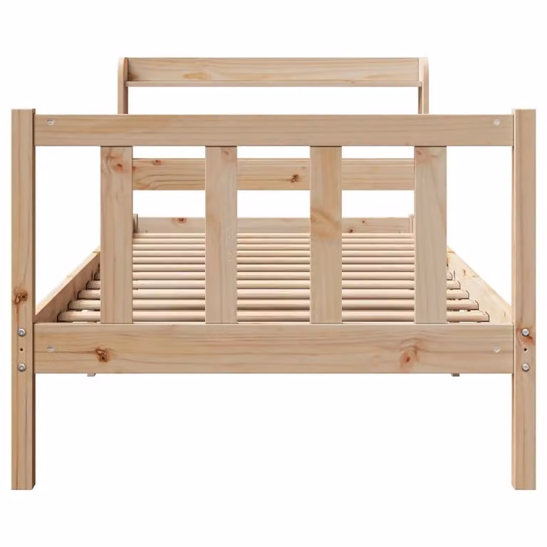 Berkfield Home Small Single Solid Wood Pine Bed Frame in Brown, W: 75 cm