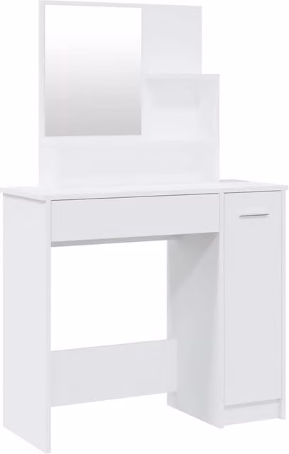 Berkfield Home Classic Dressing Table with Mirror in White, W: 86.5 cm, D: 35 cm, H: 136 cm – 1