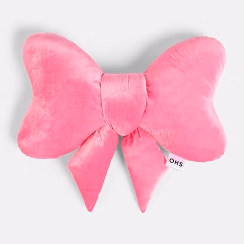 OHS Bow Shaped Velvet Scatter Cushion, Pink, W: 45 cm, H: 33 cm
