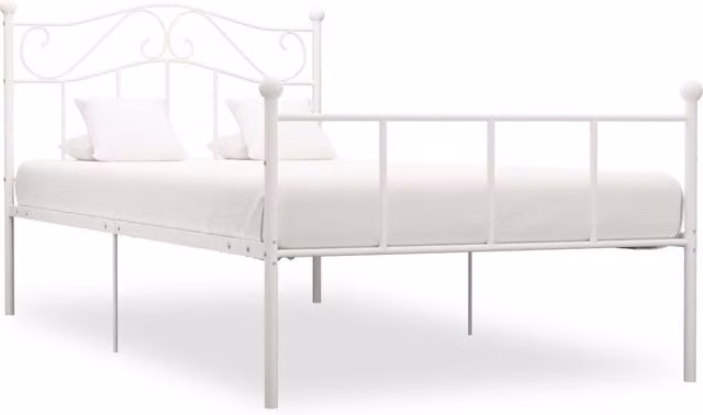 Berkfield Home White Metal Bed Frame W/D/H: 100 x 200 cm