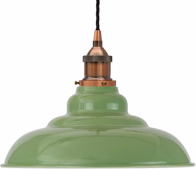 SE Home St Edmund's Pendant Light in Mint Green with Antique Copper and Black Twisted Details