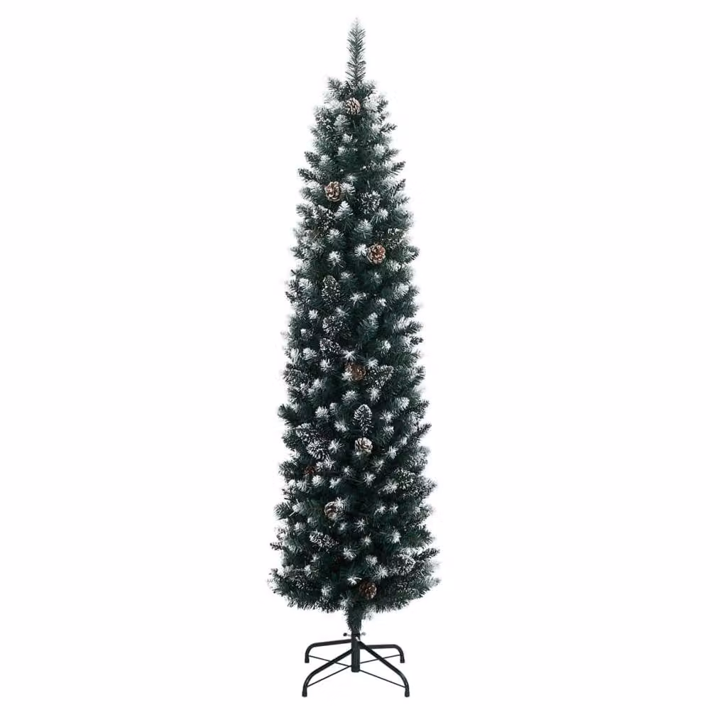 Berkfield Home Artificial Slim Green Christmas Tree with 300 LEDs, Height: 210 cm – 5