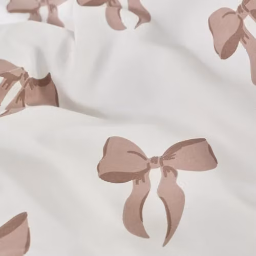 OHS Reversible Microfibre Single Duvet Cover and Pillowcase Set with Bow Print in Mink/Taupe, W/D/H: 135 x 200 cm and 48 x 74 cm – 2