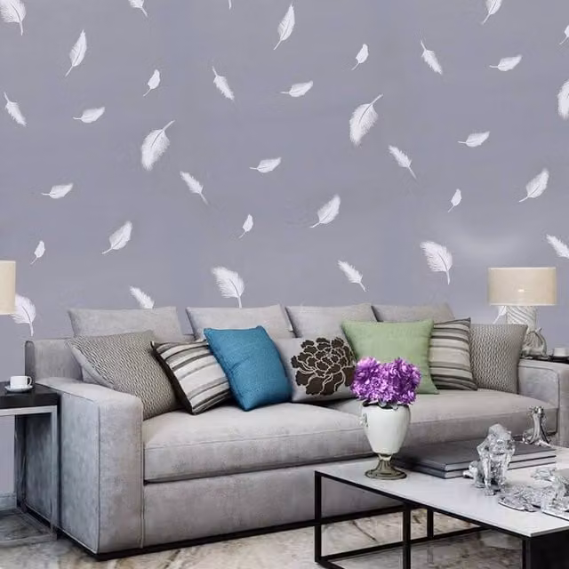NESTLUNE Modern Floral Self Adhesive Peel and Stick Wallpaper Roll, Multicolour and Grey, W: 100 cm, H: 15 cm – 1