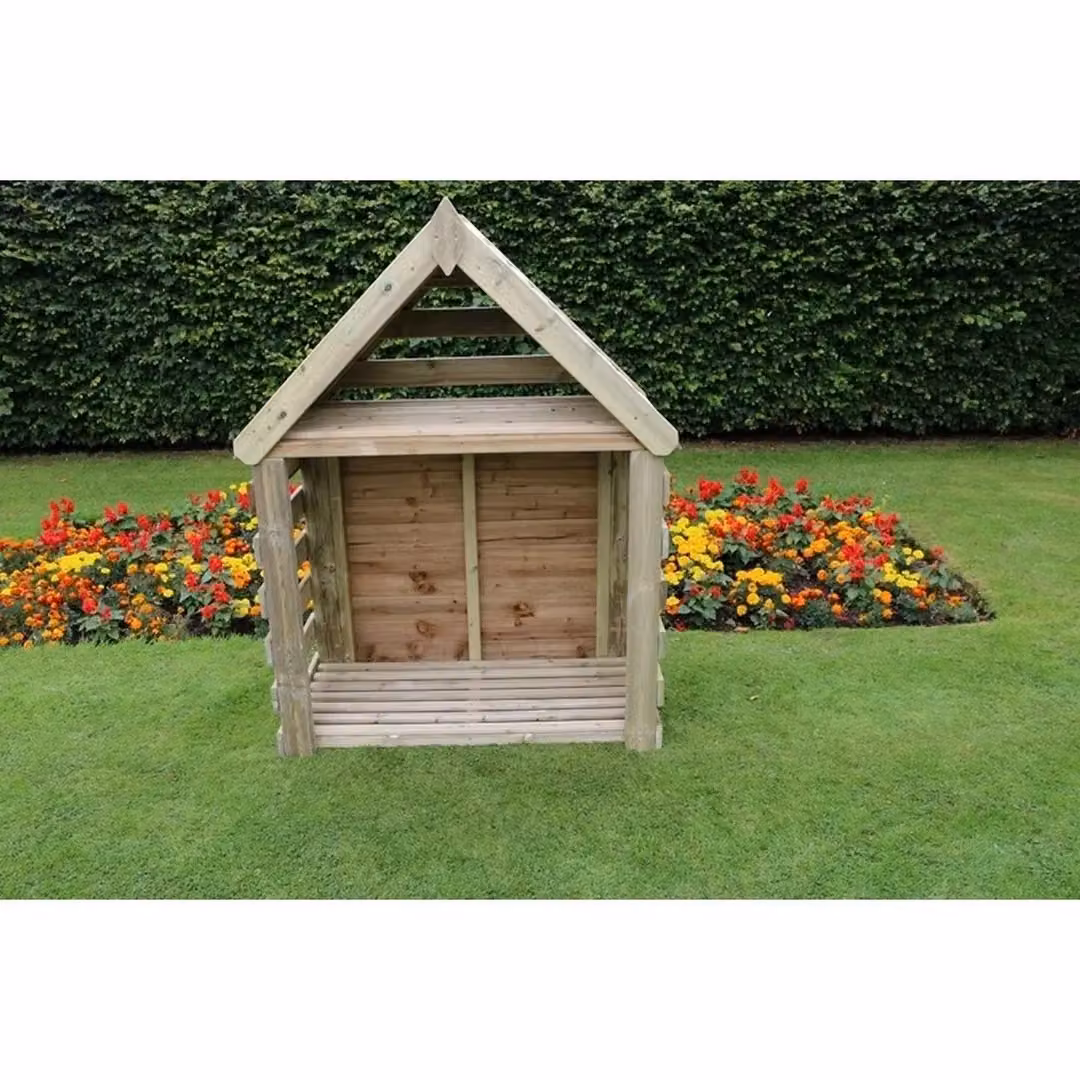 Churnet Valley Garden Furniture Ltd Buttercup Deluxe Wood Firewood Log Store and Kindling Shelter in Brown, W/D/H: 120 x 60 x 180 cm – 2