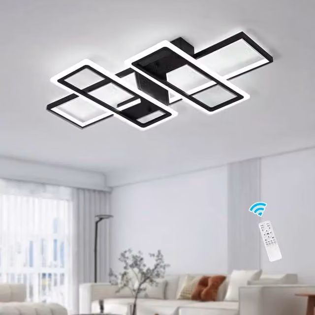NIVOR Black Acrylic and Aluminium 95W LED Ceiling Light with Remote Control and Dimming Function – 1