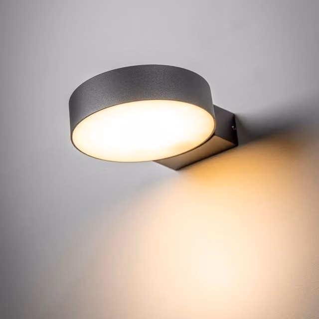 CGC Darcy Adjustable Round LED Outdoor Wall Light in Black and Grey