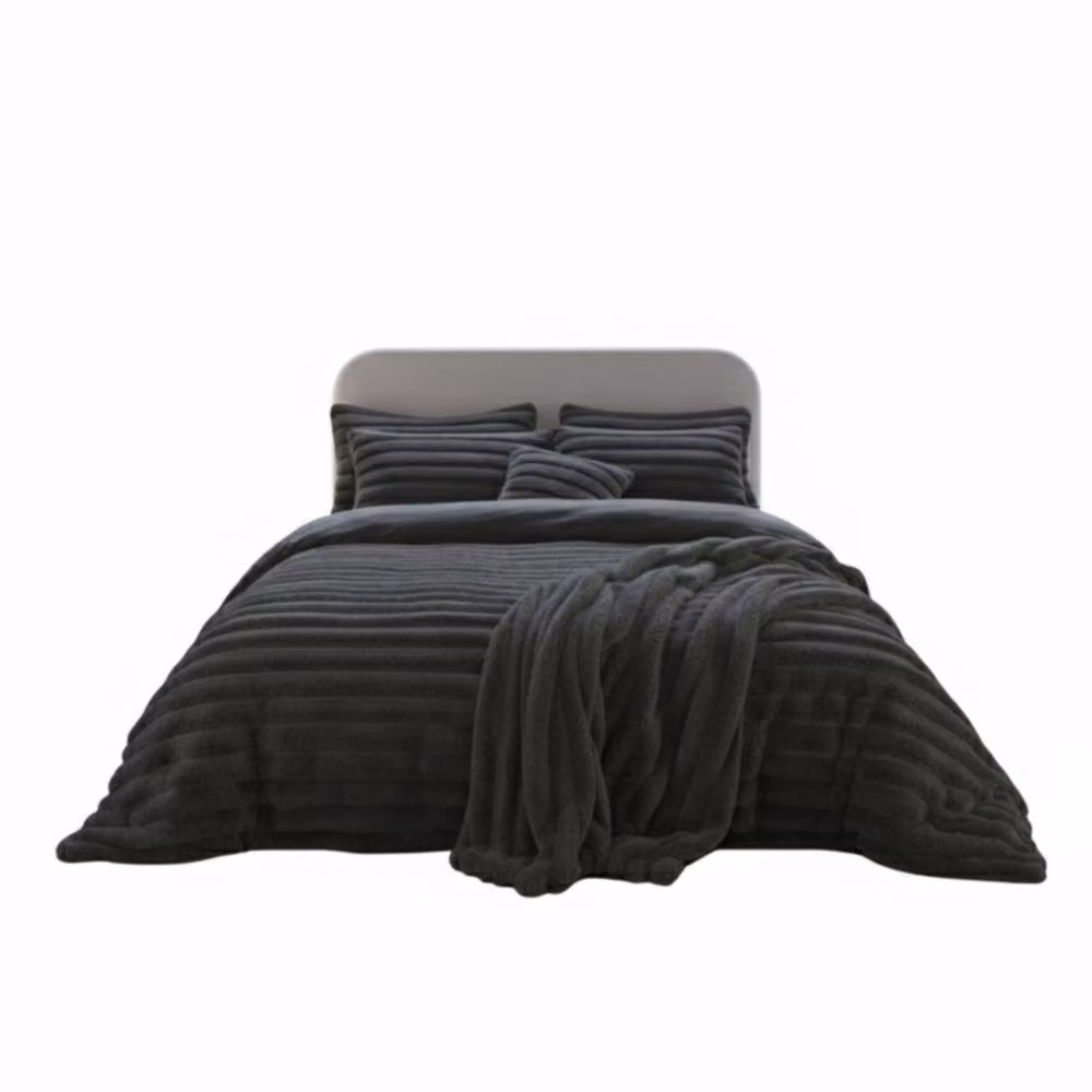 Snug City Luxury Teddy Cord Bedding Set in Grey, Double Size (140 x 200 cm) – 2