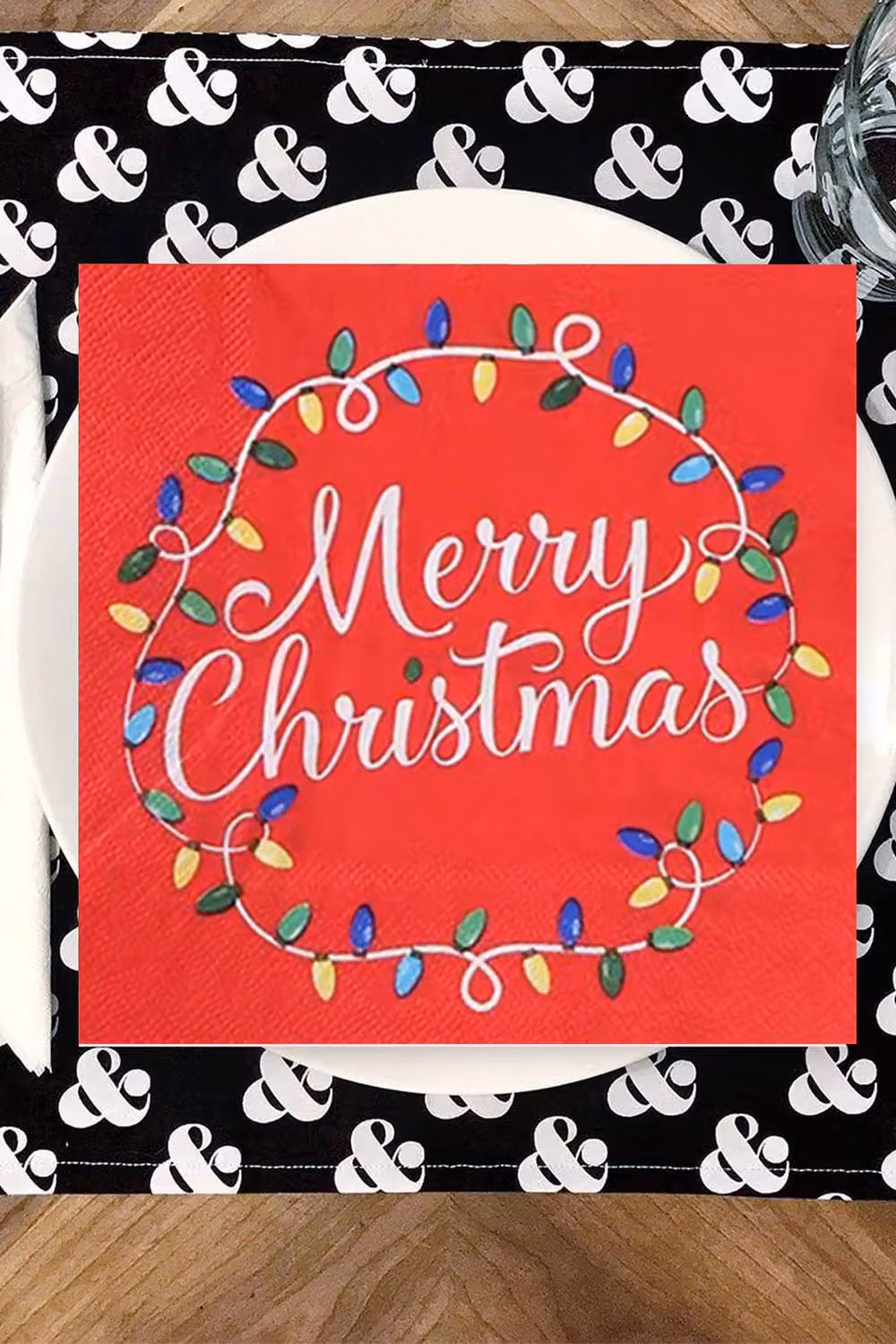Neel Blue Red Christmas Party Disposable Paper Napkins, 20 Pieces, 33 cm – 6