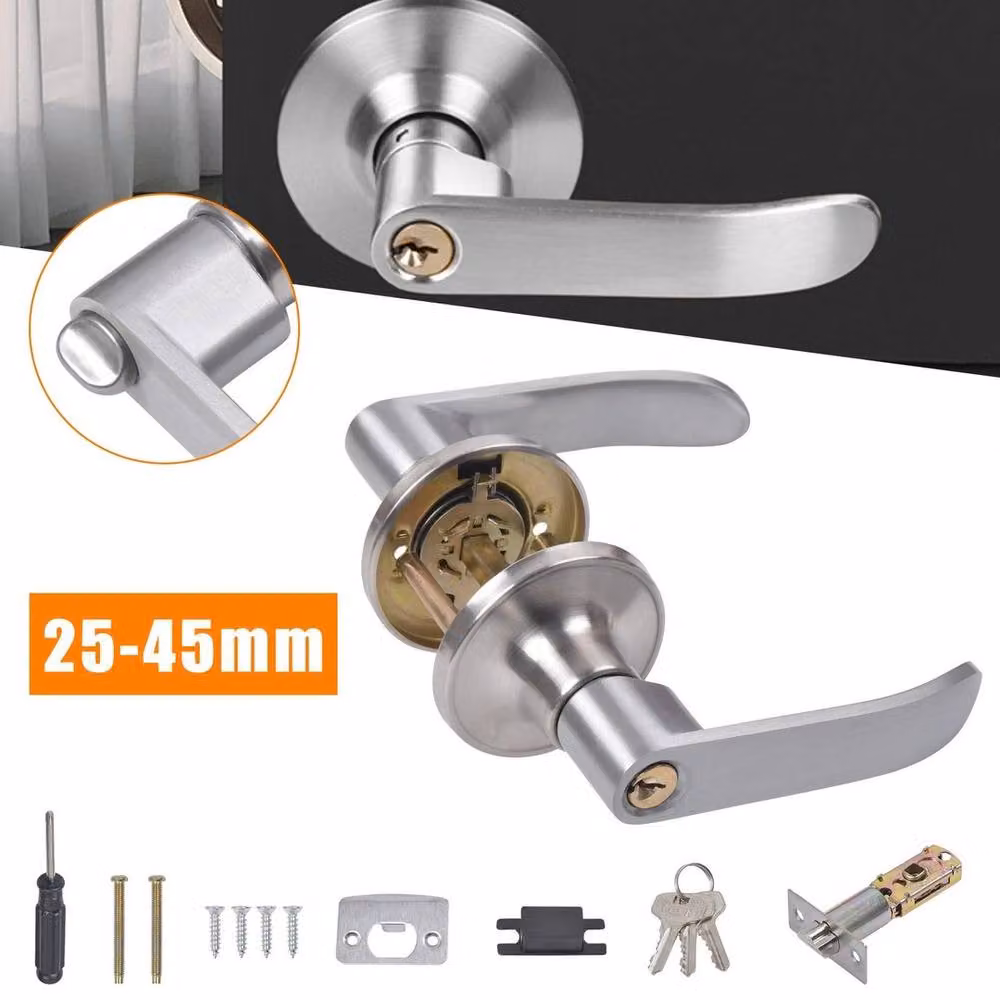 NESTLUNE Three-Handle Home Entry Lever Door Lock in Silver – 2