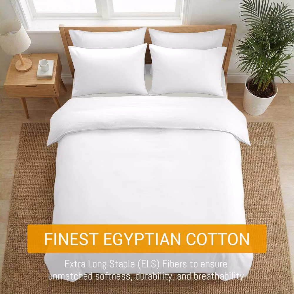 Pamposh White Egyptian Cotton Duvet Cover and Fitted Sheet Set, Double – 3