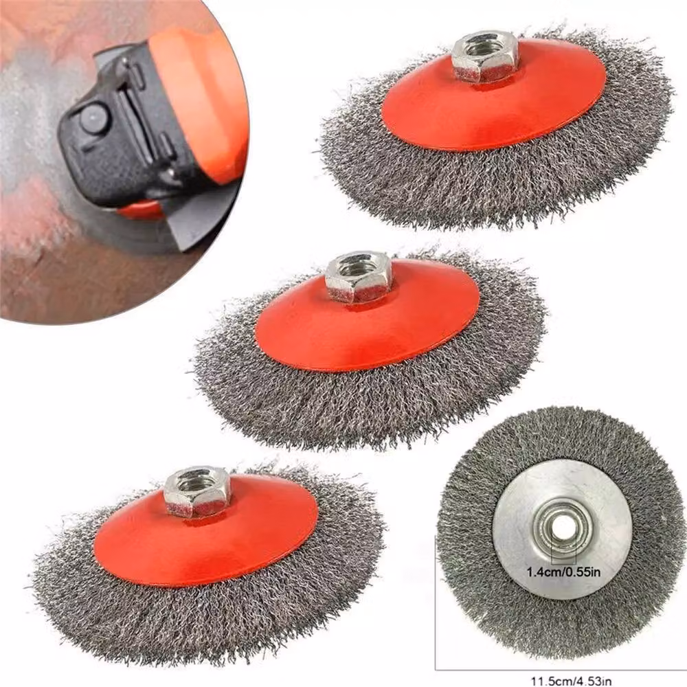 Kelvenix 6-Piece Semi Flat Wire Wheel Cup Brush Set in Silver for Angle Grinders, Diameter: 520 mm – 2