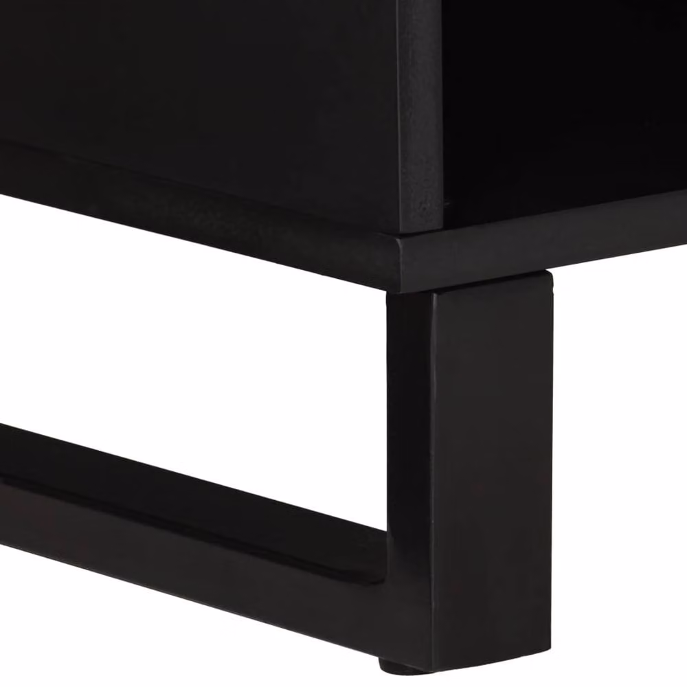 Berkfield Home Modern Black TV Cabinet in Mango and Engineered Wood, W/D/H: 100 x 33 x 46 cm – 5