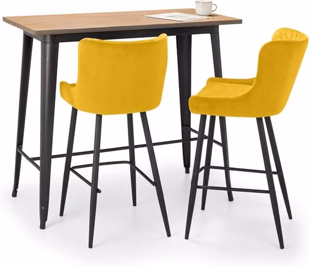 Julian Bowen Grafton Bar Table and Luxe Stools Set in Yellow