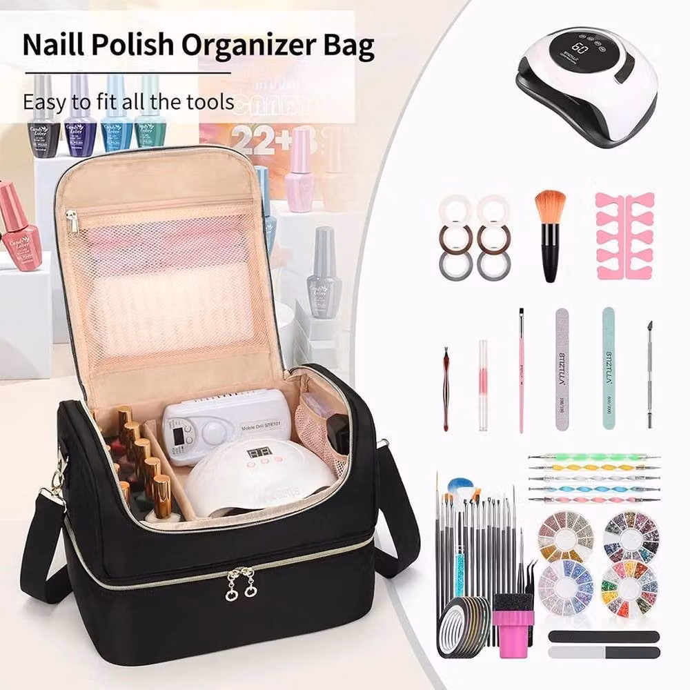 VOGREX Black Fabric Nail Polish Storage Bag and Organiser Case – 3