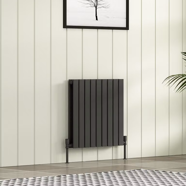 Aurexa Anthracite Double Flat Panel Horizontal Designer Radiator W: 60 cm, H: 61.2 cm