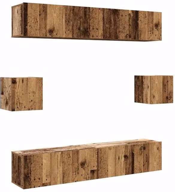 Berkfield Home 6 Piece Wall-mounted TV Cabinet Set in Brown Matt Engineered Wood