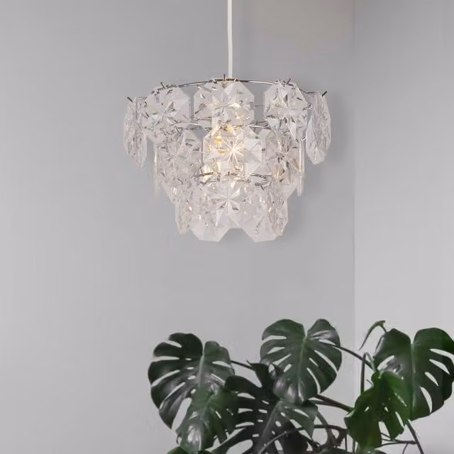 Lighting Collection Silver and Transparent Clear Acrylic Cylinder Lamp Shade – 1