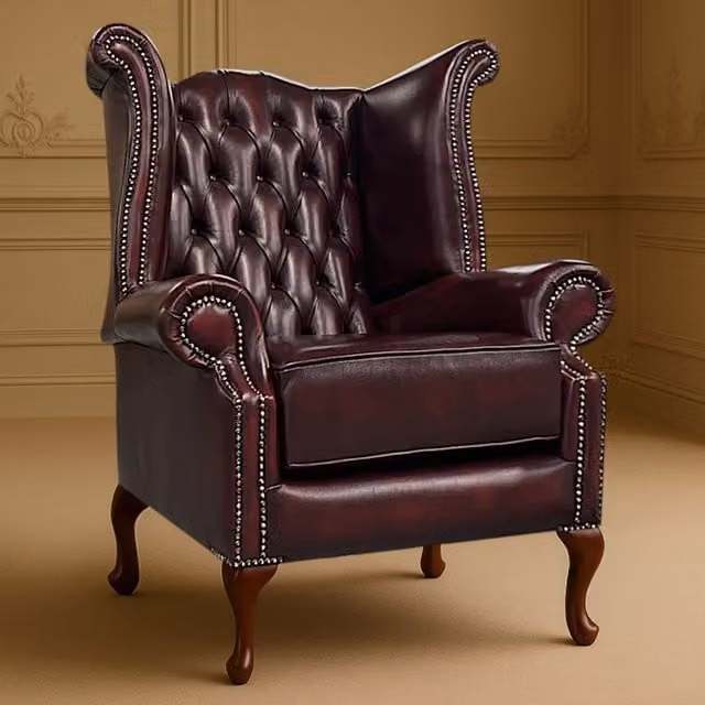 Somnior Beds Ltd Red Leather Chesterfield Armchair W/D/H: 106.68 x 92.71 x 71.12 cm