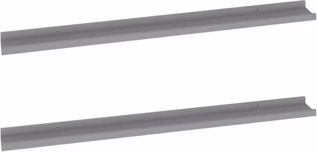 Berkfield Home Wall Mounted Straight Shelves, 2 Pack, Grey, W: 100 cm, D: 9 cm, H: 3 cm