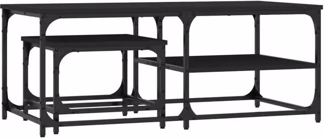 Berkfield Home Nesting Coffee Tables, 2 Piece Set in Black Engineered Wood – 1