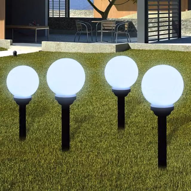 Berkfield Home Solar LED Outdoor Pathway Lamps with Ground Spike, 4 Pack, White, Height: 15 cm – 1
