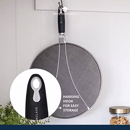 MasterClass Stainless Steel Mesh Splatter Guard in Silver, Diameter: 33 cm – 6