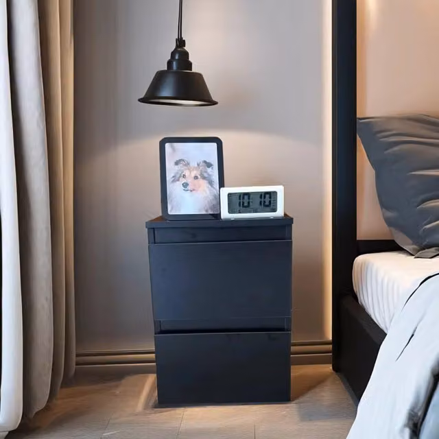 Home Treats Minimalist Black Wood and Metal Freestanding Bedroom Chest of Drawers