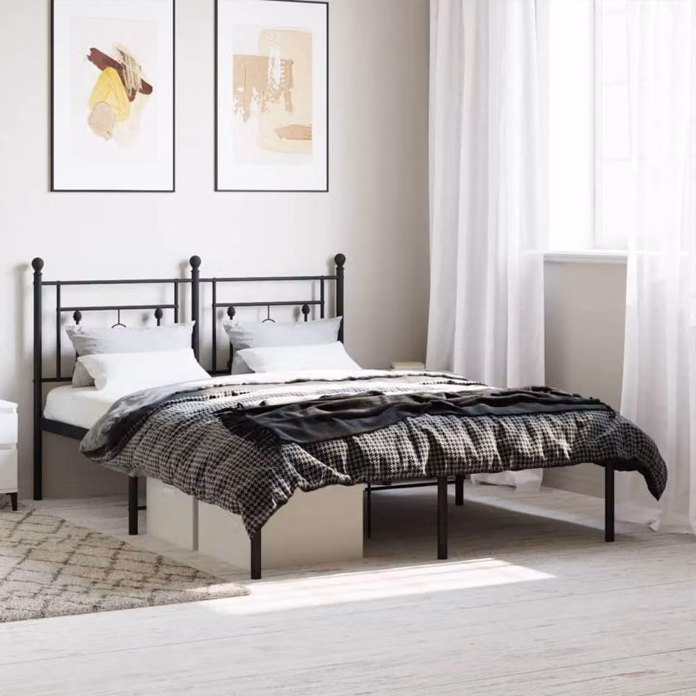 Berkfield Home Metal Bed Frame with Headboard, Black, 140 x 200 cm – 2