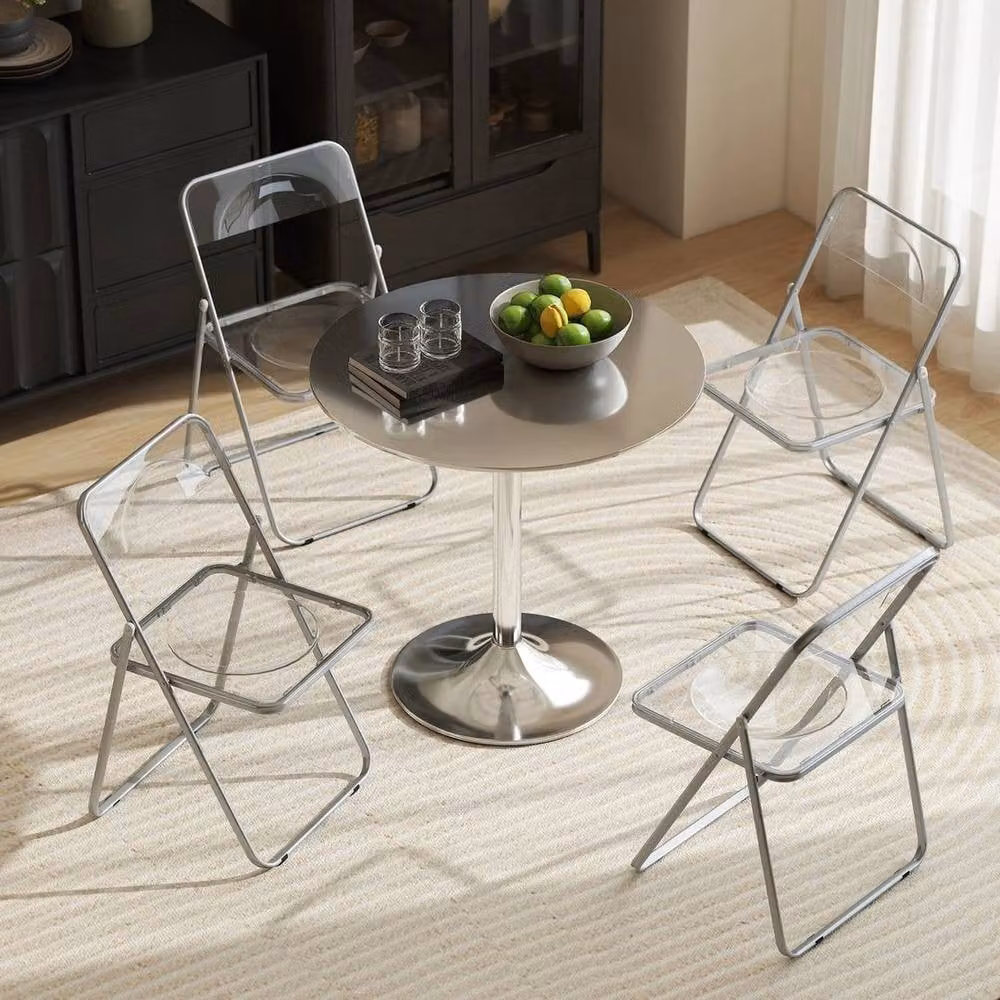 PAWNORA Foldable Chairs with Heavy Duty Steel Frame, Clear – 3