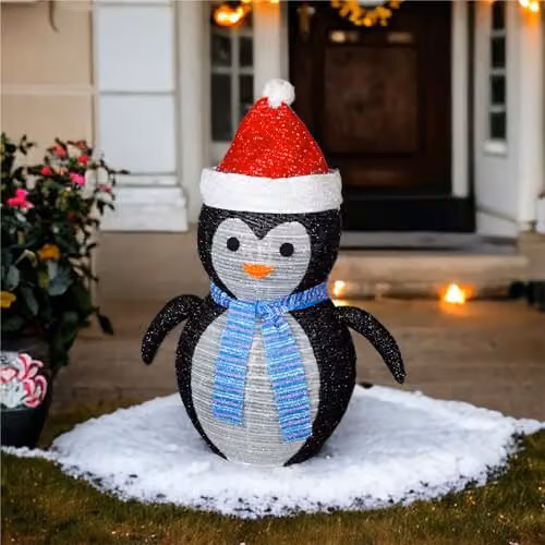 Netagon LED Christmas Penguin Decoration, Black and Multicolour, Height: 70 cm – 2