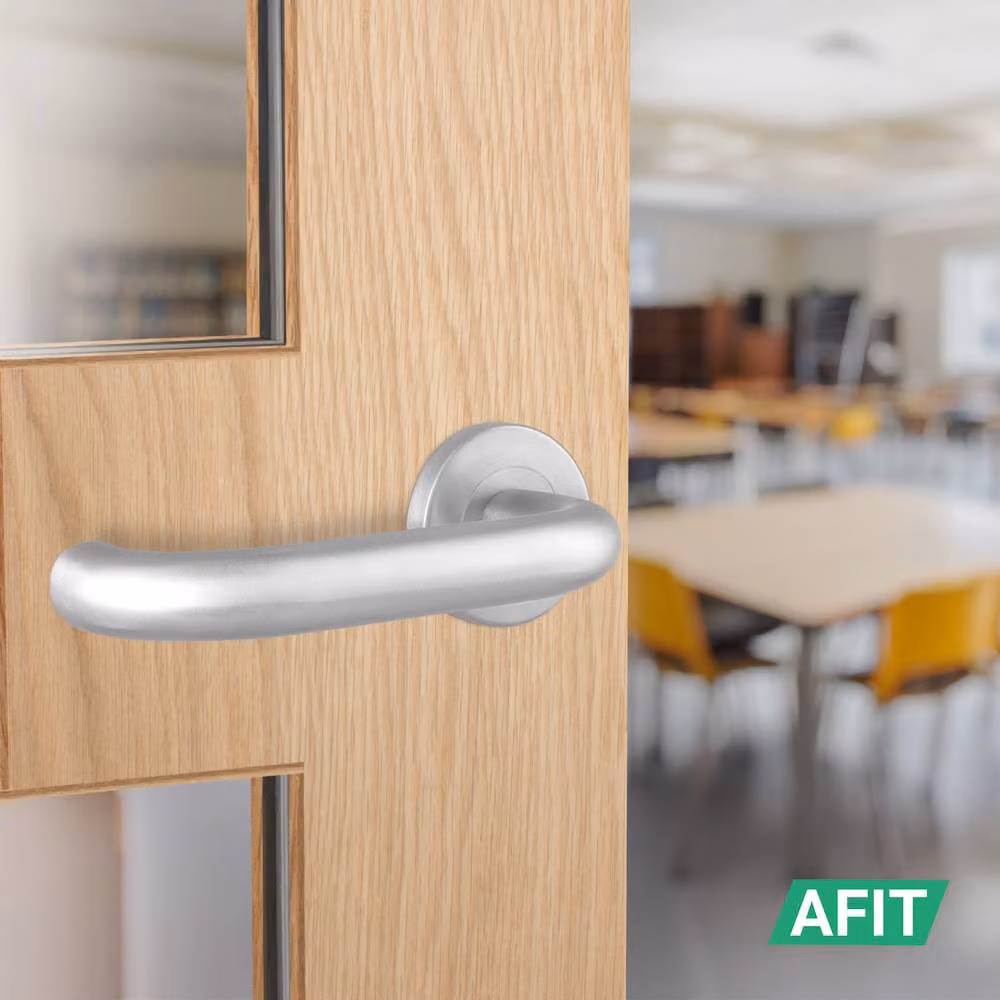 AFIT Satin Stainless Steel Return to Door Fire Rated Handles with 64mm Latch Hinges in Silver, W x H: 150 x 150 mm – 5