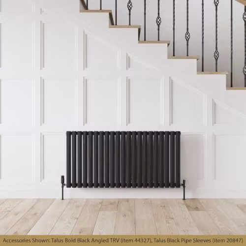 UK Radiators Omeara Black Elliptical Tube Horizontal Designer Radiator W: 121.8 cm, H: 60 cm – 3
