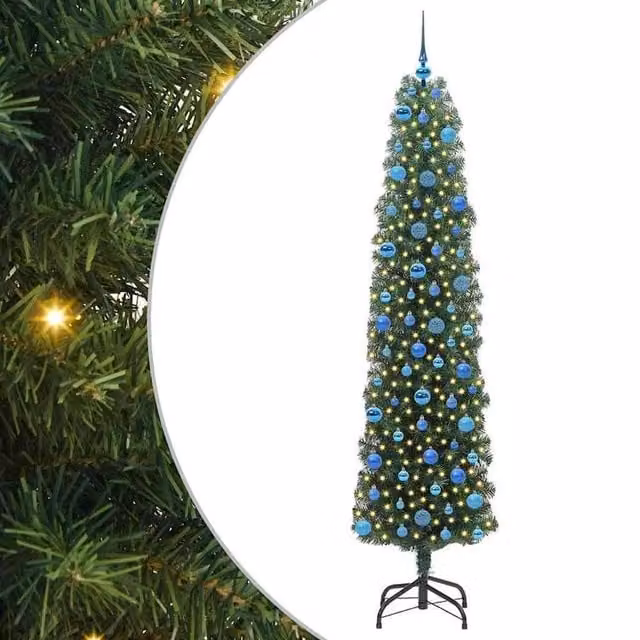 Berkfield Home Artificial Green Christmas Tree with 300 Warm White LEDs and Stand, Height: 240 cm – 1