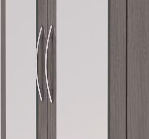Seconique Nevada 3 Door 2 Drawer Mirrored Wardrobe in Black, W/D/H: 116 x 51.5 x 182 cm – 4